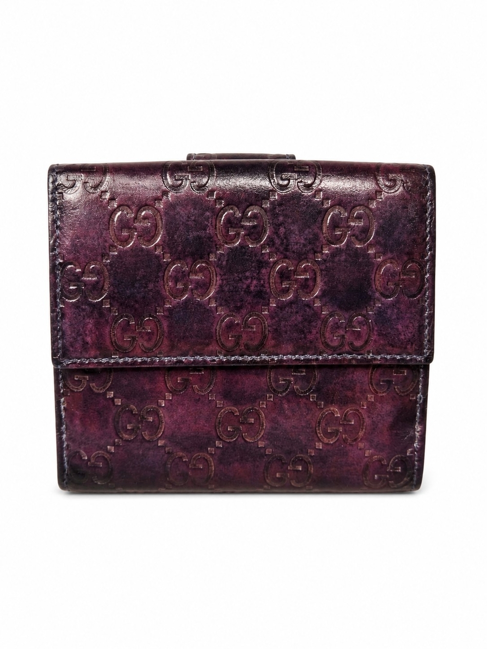 Vintage Gucci Wallet Purple Heart GG Y2K Leather Bifold Authentic with COA - Picture 4 of 15